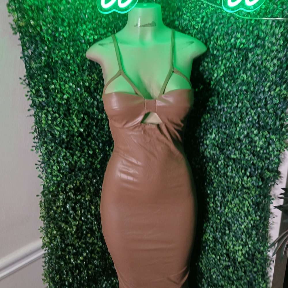 Sophisticated Tan Midi Dress